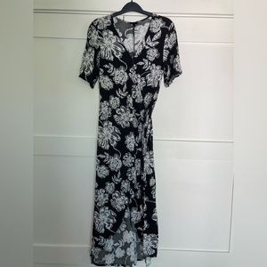 Wrap high-low maxi dress.